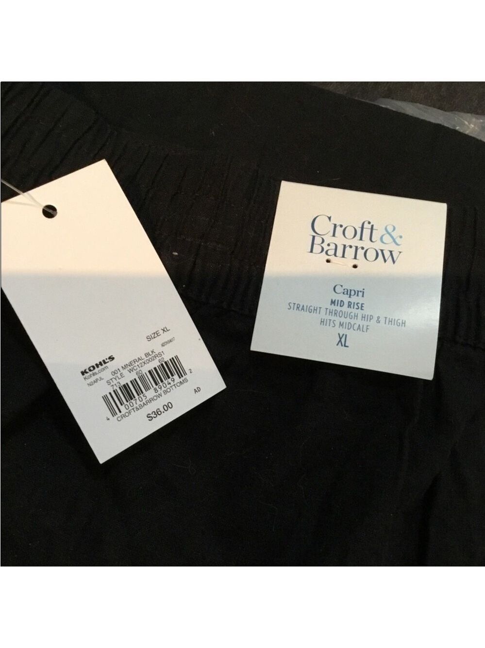 Croft & Barrow black capri Womans size XL New with tags with flaw - Picture 13 of 13